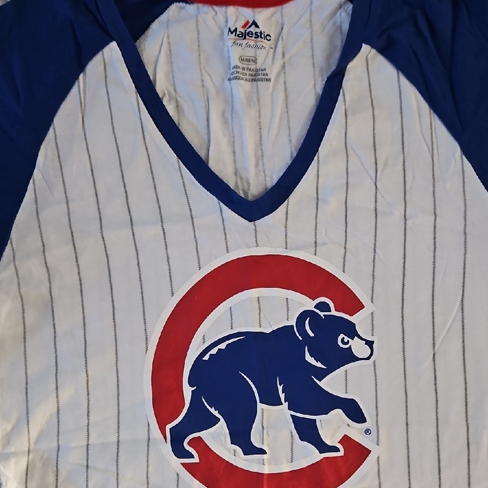 Majestic Woman Blue and White Striped Jersey